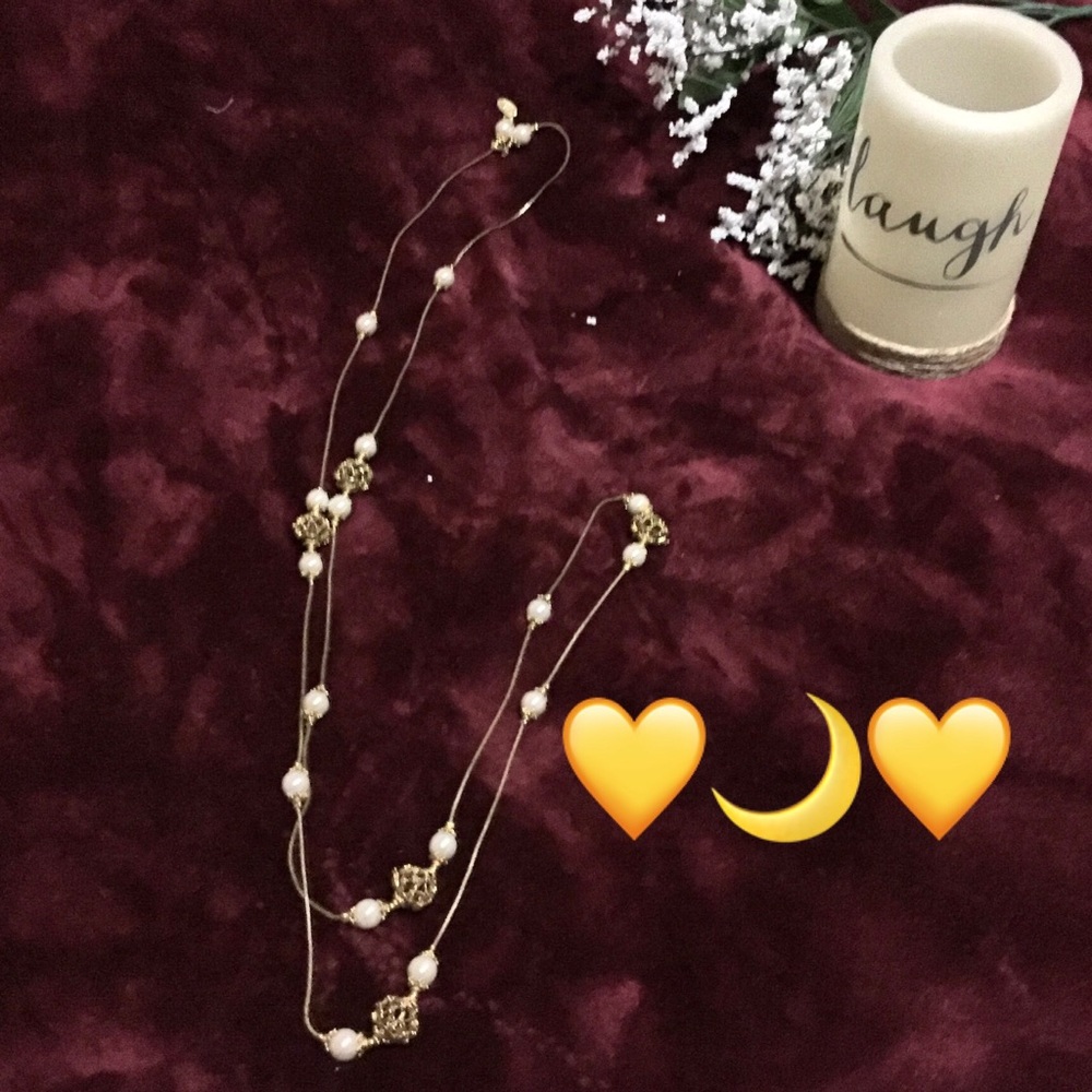 ⚡️⭐️Necklace Pearl & Gold Extended Length